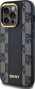 DKNY Leather Checkered Mono Pattern MagSafe - Etui iPhone 14 Pro (czarny) 5