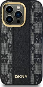 DKNY Leather Checkered Mono Pattern MagSafe - Etui iPhone 14 Pro (czarny) 6