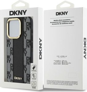 DKNY Leather Checkered Mono Pattern MagSafe - Etui iPhone 15 Pro (czarny) 11