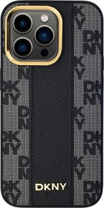 DKNY Leather Checkered Mono Pattern MagSafe - Etui iPhone 15 Pro (czarny) 13