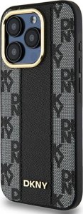 DKNY Leather Checkered Mono Pattern MagSafe - Etui iPhone 15 Pro (czarny) 5