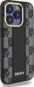 DKNY Leather Checkered Mono Pattern MagSafe - Etui iPhone 15 Pro (czarny) 7