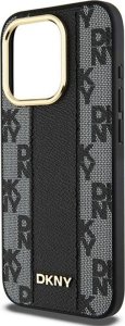DKNY Leather Checkered Mono Pattern MagSafe - Etui iPhone 15 Pro (czarny) 9