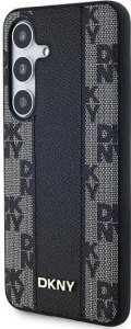 DKNY Leather Checkered Mono Pattern MagSafe - Etui Samsung Galaxy S24+ (czarny) 2