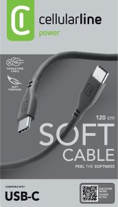 Kabel USB Cellular Line USB-C - USB-C 1.2 m Czarny (USBDATASOFTC2CK) 5