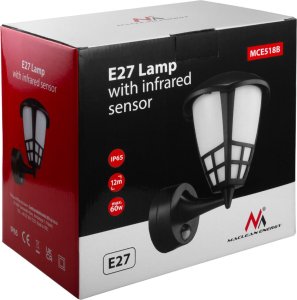 Kinkiet Maclean 1xE27 z czujnikiem czujnik na podczerwień max. obciążenie 60W IP65 kolor czarny (MCE518) 8