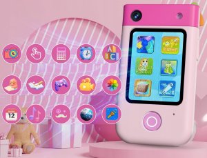 Aparat cyfrowy Xrec Aparat Cyfrowy 48mp Kamera 1080p Dla Dziecka Gry Latarka Mp3 Budzik Telefon / Bls-i9 / Różowy Jednorożec 4