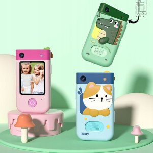 Aparat cyfrowy Xrec Aparat Cyfrowy 48mp Kamera 1080p Dla Dziecka Gry Latarka Mp3 Budzik Telefon / Bls-i9 / Zielony Dinozaur 3
