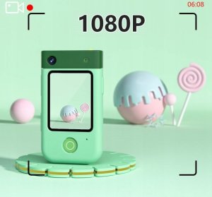 Aparat cyfrowy Xrec Aparat Cyfrowy 48mp Kamera 1080p Dla Dziecka Gry Latarka Mp3 Budzik Telefon / Bls-i9 / Zielony Dinozaur 5