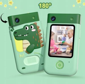 Aparat cyfrowy Xrec Aparat Cyfrowy 48mp Kamera 1080p Dla Dziecka Gry Latarka Mp3 Budzik Telefon / Bls-i9 / Zielony Dinozaur 8