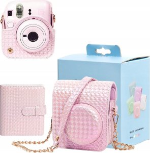 LoveInstant Zestaw 2w1 Futerał Etui Case Do Fuji Instax Mini 12 + Album Na 64 Zdjęcia / Różowy 1