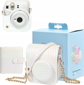 LoveInstant Zestaw 2w1 Futerał Etui Case Do Fuji Instax Mini 12 + Album Na 64 Zdjęcia / Biały 1