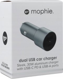 Ładowarka Mophie Podwójny ładowarka samochodowa USB-C/USB-A 30W srebrna 4