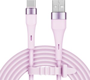 Kabel USB Kruger&Matz USB-A - USB-C 1 m Różowy (KM1268-1P) 2