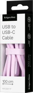 Kabel USB Kruger&Matz USB-A - USB-C 1 m Różowy (KM1268-1P) 3