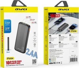 Powerbank Awei Powerbank Awei P20K 10000mAh 2xUSB 2,4A czarny 3