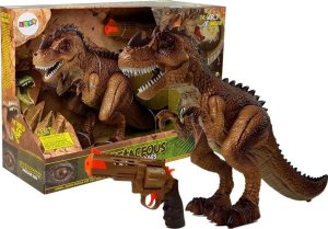 LeanToys Ruchomy Dinozaur Tyranozaur Para Wodna Pistolet Dźwięk Światła Żółty 1