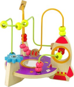 LeanToys Edukacyjna Drewniana Przeplatanka Rakieta Labirynt Space 3