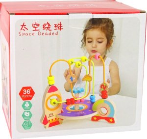 LeanToys Edukacyjna Drewniana Przeplatanka Rakieta Labirynt Space 4
