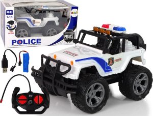 LeanToys Auto R/C Policja Jeep Policyjny 1:14 Zdalnie Sterowane Efekty Świetlne 1