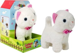 LeanToys Interaktywny Kot na Baterie Biały Chodzi i Śpiewa Dźwięk 1