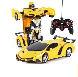 LeanToys Auto Robot 2w1 Pilot R/C Światło Dźwięk Drift Żółty 1