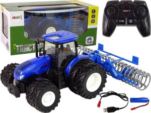 LeanToys Traktor Zdalnie Sterowany 1:24 Niebieski Agregat Talerzowy Metal 1