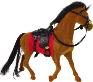 Figurka LeanToys Figurka Brązowy Aksamitny Koń Czerwone Siodło Farma 2