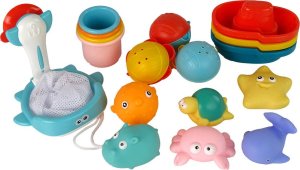 LeanToys Zestaw Do Kąpieli Zabawki Morskie Podbierak Łódki 17 Sztuk 2