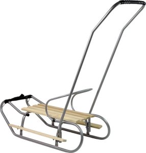 LeanToys Sanki Metalowe z Pchaczem Oparcie Pasek Srebrne 2