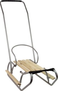 LeanToys Sanki Metalowe z Pchaczem Oparcie Pasek Srebrne 3