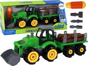 LeanToys Traktor Koparka Do Rozkręcania Przyczepka Naczepa Z Drzewem 1