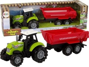 LeanToys Zielony Traktor z Czerwoną Przyczepką Dźwięk 1