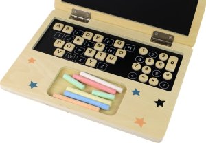 LeanToys Tablica Drewniana Laptop Kreda 3