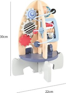 LeanToys Drewniana Rakieta Edukacyjna Koraliki Koła Zębate 2