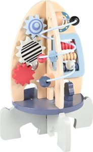 LeanToys Drewniana Rakieta Edukacyjna Koraliki Koła Zębate 3