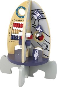 LeanToys Drewniana Rakieta Edukacyjna Koraliki Koła Zębate 4