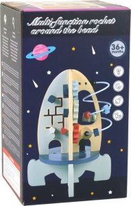 LeanToys Drewniana Rakieta Edukacyjna Koraliki Koła Zębate 6