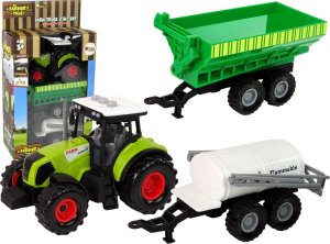 LeanToys Zestaw Traktor z Maszynami Przyczepa Cysterna Dźwięki LED 1