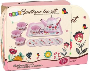 LeanToys Zestaw Do Herbaty Kawy W Kuferku Talerzyki Wzory Różowy 5
