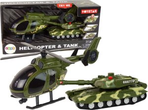 LeanToys Zestaw Militarny Czołg Napęd Frykcyjny Helikopter 1