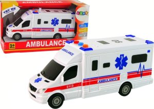 LeanToys Auto Ambulans Karetka Na Baterie Światła Dźwięk Biała Napęd 1