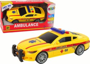 LeanToys Sportowe Auto Ambulans Światła Dźwięk Żółty Napęd 1