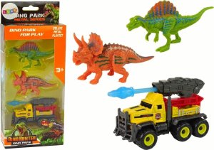 LeanToys Dinozaury Figurki Zestaw Samochód Z Rakietą Żółty 1