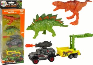 LeanToys Dinozaury Zestaw Auto Rakieta Przyczepa 1