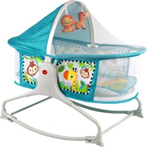 LeanToys Wielofunkcyjne Łóżeczko Bujaczek 2w1 Mata Dziecięca Dźwięki Wibracje Niebieska 2