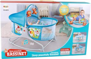 LeanToys Wielofunkcyjne Łóżeczko Bujaczek 2w1 Mata Dziecięca Dźwięki Wibracje Niebieska 5