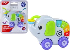 LeanToys Interaktywna Zabawka Grający Słonik Na Kółkach 1