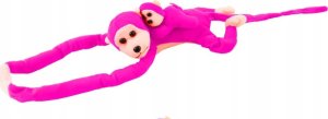 LeanToys Maskotka Pluszowa Małpka z Dzieckiem Ciemno Różowa z Dźwiękiem 70 cm 2