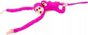 LeanToys Maskotka Pluszowa Małpka z Dzieckiem Ciemno Różowa z Dźwiękiem 70 cm 3